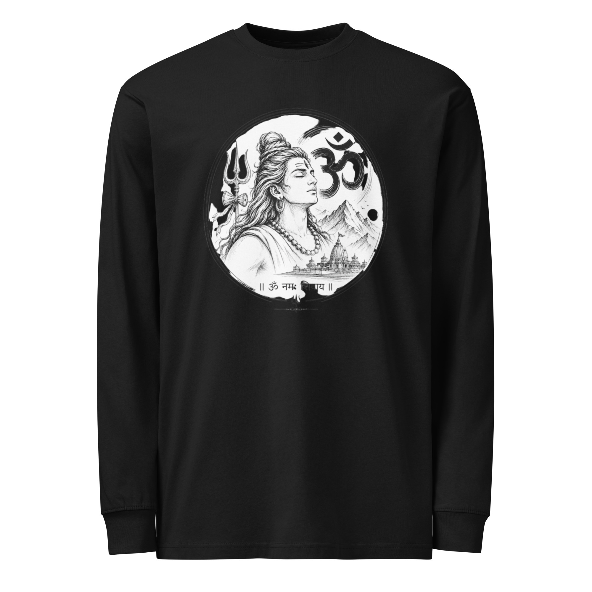 Sacred Shiva & Om Line Art Men's Heavyweight Long Sleeve T-Shirt